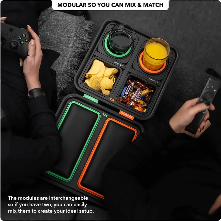 Couch tray with cup holder - Couch console cup holder - Couch drink holder  - Gaming snack holder - Plugined